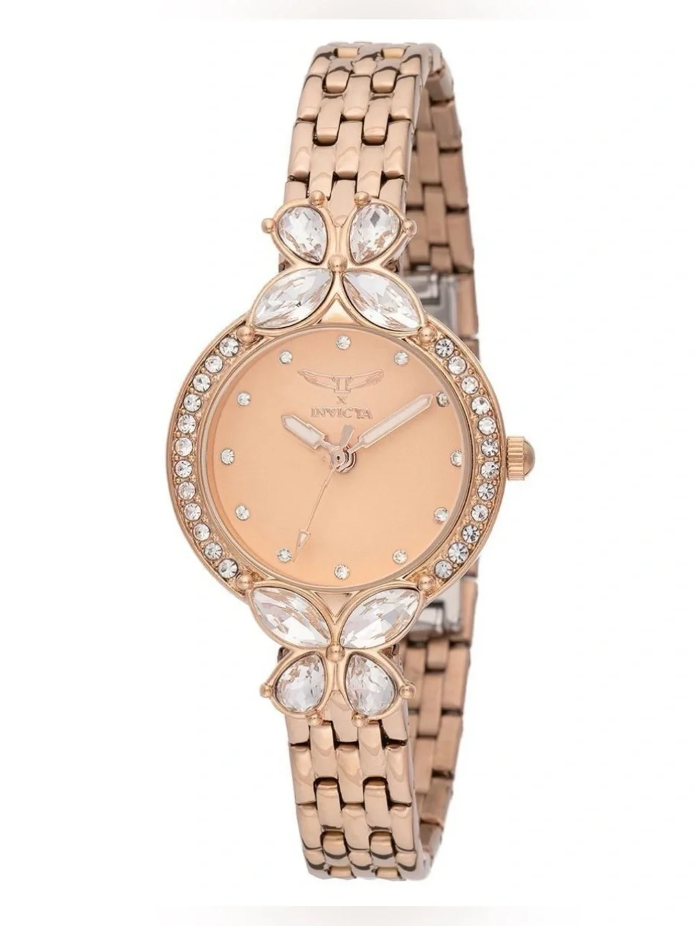 NEW Invicta Rose Gold Crystal Butterfly Bracelet Watch 30mm
